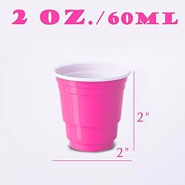 HAOZAN 100ct 2oz. Mini Pink Shot Cups, Disposable and Small Size Perfect for Party, Tastings, Sample and More