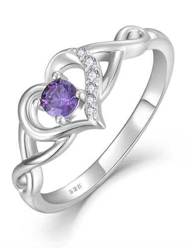 Infinity Heart Rings 925 Sterling Silver Engagement Band Birthstone Jewelry for Women