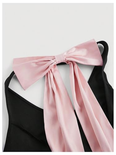 OYOANGLE Girl's Cute Bowknot Ruffle Halter Short Dress Party Prom Princess Dresses3