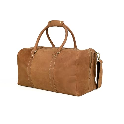 Sac de voyage fait main GERMANUS Lothar en cuir épais marron sauvage pour week-end chic