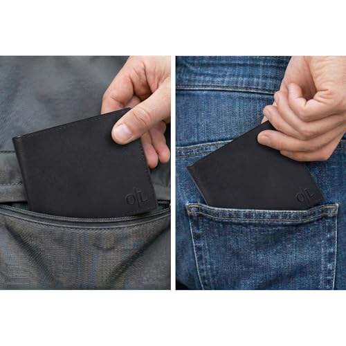 Image of Oak Leathers Leather Wallet for Men - RFID Bifold Wallets with 9 Credit Cards 1 ID Window Slim Minimalist Front Pocket Gift For Men