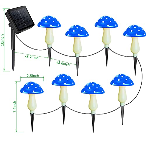 Homeleo Upgraded 8 Pack Solar Mushroom Decor, Outdoor Garden Solar Mushroom String Lights, Waterproof Blue Mushroom Lamp For Garden Backyard Yard Pathway Fence Christmas Halloween Patio Decorations #TOP1