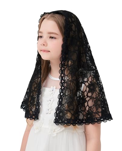 D Shape Veil Catholic Veil for Girls Bone Flower Veils Baptism Veil for Girls Girls Veil for Funeral K4