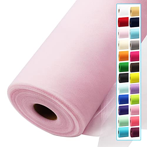 Light Pink Tulle Fabric Rolls 54 Inch By 40 Yards Tulle Bolt Spool For Wedding Decorations Diy Tutu Baby Shower Table Skirt Ceiling Decor Birthday Party Craft Supplies