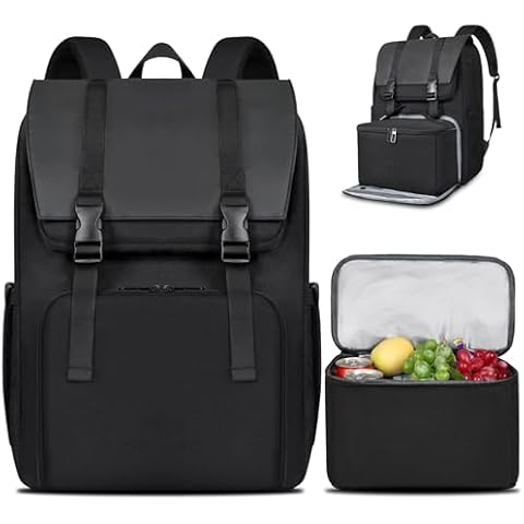 BERTASCHE Lunch Backpack, Laptop Backpack 15.6 inch w/Insulated Cooler Lunch box for Men Women, Vintage Work Backpack for College Business Commuter Travel Cover