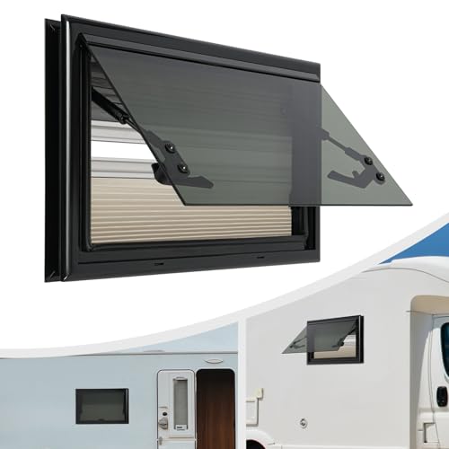 LUNICASHA Wohnwagen Fenster Wohnmobilfenster mit Integriertem Rollo und Fliegengitter Camper Fenster 85Externes Push Fensters für Wohnwagen Camping Anhänger Wohnmobil (500x300mm)