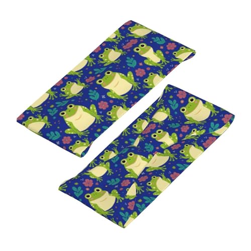 Boys Girls Green Frog Kawaii Art Sports Sweat Bands Boho Style Beauty Skinny Hair Band Headdress for Sports Fitness Shower4