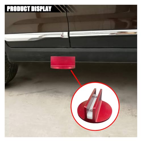 Image of Universal Magnetic Jack Pad, 0.37 inch Slotted Aluminum Grooved Pad | Jack Puck Pinch, Pinch Weld Frame Rail Adapter with Large Slotted for Most Cars SUVs Trucks, Red