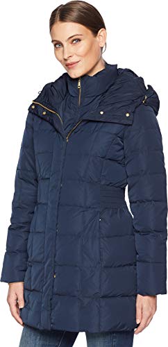 Cole Haan Women's Taffeta Down Coat With Hood, Navy, L - image 2
