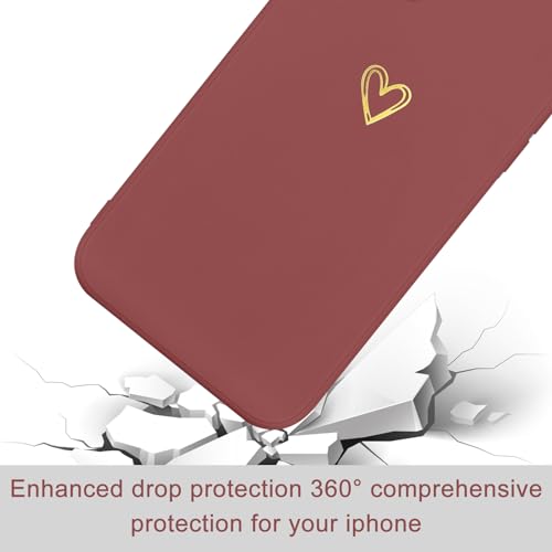 Image of Wirvyuer for iPhone 14 Case Cute Slim Shockproof Phone Case with Wireless Charging Support and Protection, Red