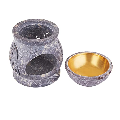 Handmade Elephant Essential Oil Burner | Decorative Tea Light Holder | 4 Inch Soapstone Wax Tart Candle Warmer Aromatherapy Diffuser For Meditation, Porch, Garden, Spa, Yoga, Living Room Decor #TOP2