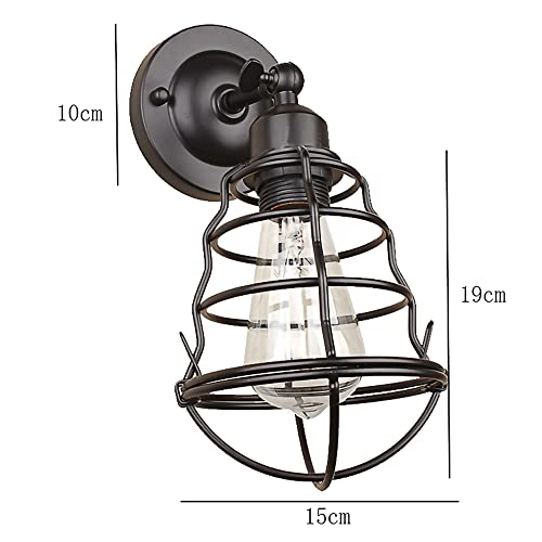 Lámpara de pared retro E27 con pantalla de jaula abierta orientable 5