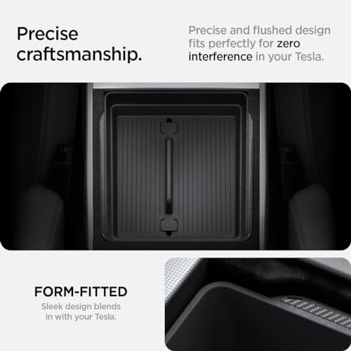 Spigen Tesla Model Y 2025 Juniper Model 3 Highland 2024 2025 Armlehnen Konsole Organizer Entworfen für Model Y Juniper 2025 und Model 3 Highland 2024 2025 Zubehör - Carbon Edition