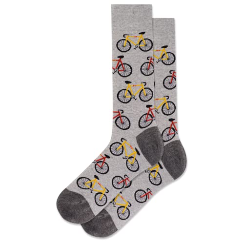 Hot Sox Men's Bicycles Crew Socks 1 Pair, Grey Heather, Men's 10-13 Shoe