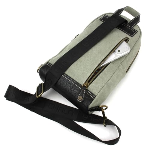 Image of CHALA Canvas Sling Bag Women RFID Protected Canvas Crossbody Backpack with Adjustable Strap