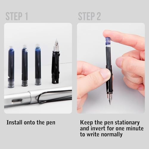 Image of Amitasha 27 Pc Black Fountain Pen Ink Cartridge Refills - Ideal for Calligraphy and Writing Refill Kids and Adult Office Supply