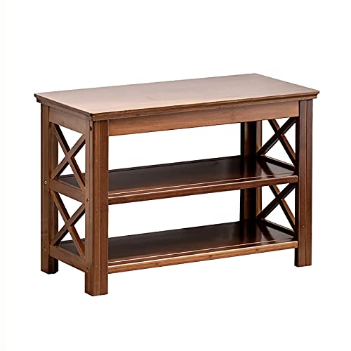 Banc à chaussures en bambou de 60 cm pour rangement d'entrée rétro