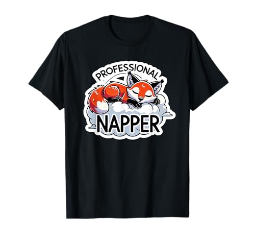 Professional Napper Funny Vintage Nap Expert Sleepy Cute Fox T-Shirt