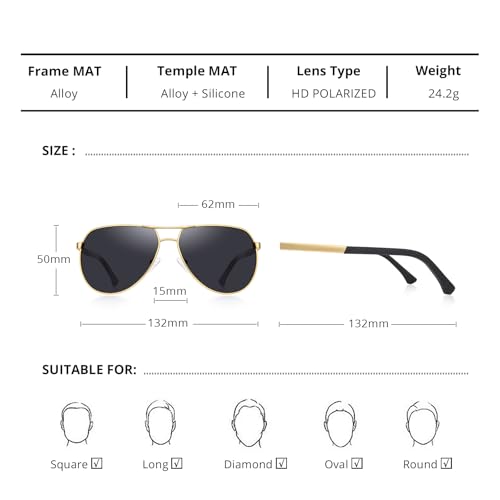 Men Classic Rectangle Sunglasses HD Polarized Sun glasses For Driving TR90 Legs UV4002