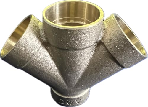 EZ-FLUID 2\" x 2â€œ x 1-1/2â€œ x 1-1/2â€ DWV Brass Double Wye,Copper DWV Pipe Fitting Copper Sweat Sockets,Four Way Combo Fitting Connection Brass Fitting For Plumbing Drain Waste Vent System
