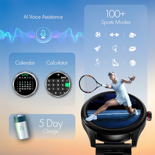 Image of Fastrack Magnus FX1 1.38 inch Display Metal Case Smart Watch with Single Sync BT Calling, Functional Crown, 100+ Sports Modes, Health Tracking, in-Built Games - Smartwatch for Men (Silver)