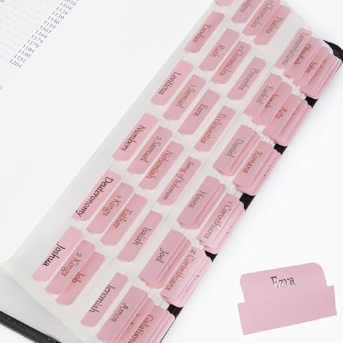 Tabs della Bibbia, Tabs Bibbia per lo studio della Bibbia, 90 schede in totale, vecchio e nuovo testamento studiare con schede bibliche laminate vuote rosa per donne, forniture per diario biblico