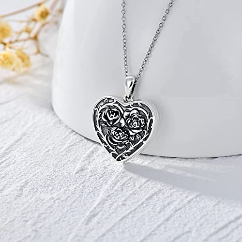 925 Sterling Sliver Rose Heart Locket Hold Photo Picture In Your Heart Gift For Family #TOP1