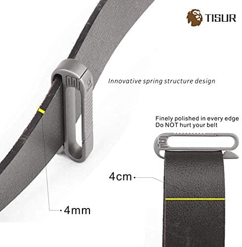 TISUR Belt Loop Keychain Clip, Titanium Key Holder with detachable black Ti key ring for duty belt, Lanyards, ID Badges Holder, Gifts for Men Women