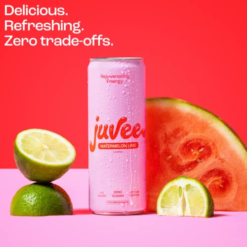 Juvee Rejuvenating Energy Drink. Watermelon Lime. Sugar Free Energy Drinks. Taurine, Vitamin B12, Vitamin B6. 128 Mg Of Caffeine. L-Theanine For Mood Support. Panax Ginseng For Focus. Vitamin C For Immune Support. Gluten Free 12 Fl Oz (Pack Of 4) #TOP5