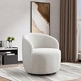 Swivel Barrel Chair, 360° Comfy Small Single Sofa Swivel Accent Chair for Small Space,Modern Boucle Round Swivel Chair Upholstered Accent ArmChair for Living Room Bedroom Nursery Hotel(Ivory)