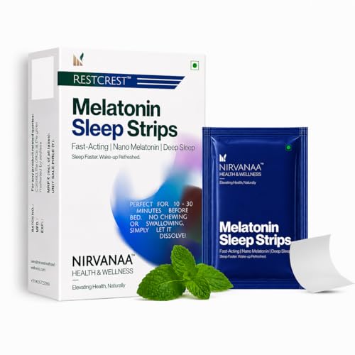Image of Nirvanaa RESTCREST Melatonin Sleep Strips 5mg | 30 Orally Dissolving Strips | Fast Absorbing | Non-Habit Forming | Natural Sleep Aid | Promotes Deep Sleep | Eases Jet Lag | Sugar-Free | Mint Flavour