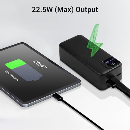 Image of ZEBRONICS 50000 mAh Power Bank | 22.5W Super Fast Charging | PD 3.0 | Dual Type-C & USB-A | Output Indicator LED Display | Circuit Protection | Wave Texture Body | EnergiPOD 50R1 (Black)
