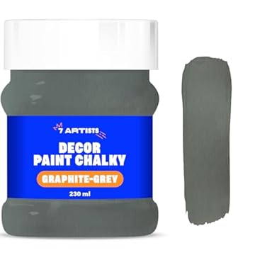7 Artists Graphite-Gray Chalk Paint 230 ml Chalk Paint for Furniture | Chalky Furniture Paint | Paint for Wooden Furniture | Wood Furniture Paint | Chalk Furniture Paint | Chalk Paint for Crafts