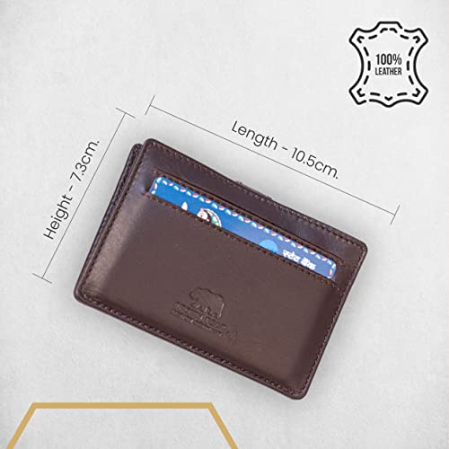 Image of BROWN BEAR Premium Branded Men's Pure German Nappa Leather, RFID ATM Card Holder (Brown, Chocolate)