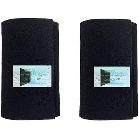 Carbon Fabric Filter 16 x 48 Inch Cut-to-Fit Activated Carbon Filter Sheet Charcoal Air Vent Filters Pad Black Range Hood Hepa AC Replacement Fabric Filter Sheet (2) Cover