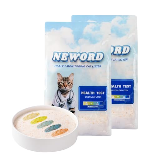 NEWORD Health Monitoring Crystals Cat Litter Health Indicating Silica Gel Cat Litter, Color-Changing, 12lb, Urine PH Levels Detection Non-Clumping Superior Odor Control Absorbent Lightweight