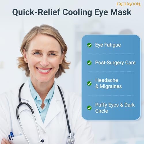 Image of Cold Eye Mask - Cooling Eye Mask for Puffy Eyes, Cold Compress for Dark Circles, Tired Eyes, Headache, Migraines Relief - Reusable Gel Ice Pack, Weighted Sleep Mask((Black,Blue)