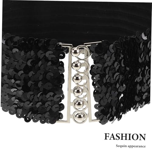 VANZACK 4Pcs Elastic Glitter Stretch Bands with Metal Buckle Stylish Decorative Belts for Women for Party Dressy Events and Casual Wear3