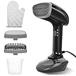 1800W Powerful Steamers Clothes, Professional Hand Held Garment Clothes Steamer with Fast Ceramic Heat-Up Plate, 2-in-1 Ironing & Wrinkle Remover, Lint Brush - Black, for 110V Only