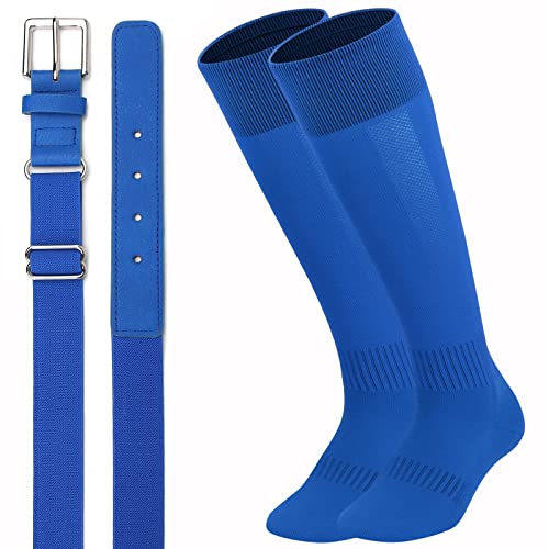 UnFader Youth Adult Baseball Socks and Belts Combo Adjustable Elastic Softball Belts and Socks for Boys Mens and Grils