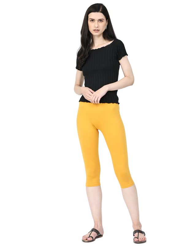 Image of Robinbosky Premium Stretchable Cotton Capri Legging for Women | Suitable for Formal wear & Casual wear | High-End Elastic Makes. The Leggings Squat Proof and Durable for Travel, Yoga, & Workout.