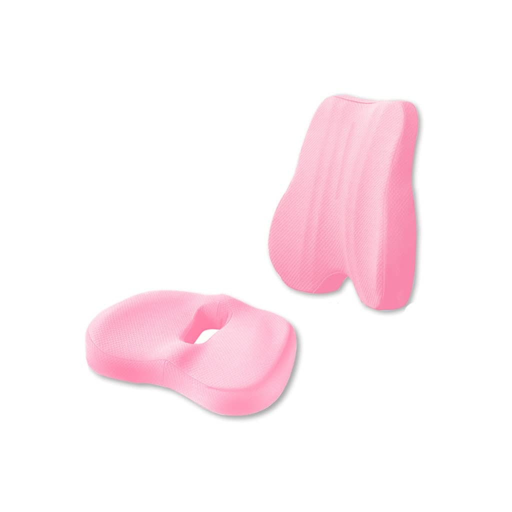 Coussin de Bureau Ergonomique Rose en Mousse à Mémoire de Forme Soulageant le Dos