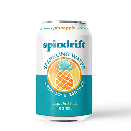 Spindrift Sparkling Water, Pineapple Flavored, Made With Real Squeezed Fruit, 12 Fl Oz Cans, Pack Of 24 (Only 13 Calories per Seltzer Water Can)