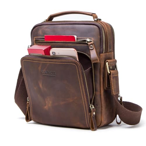 Sac bandoulière cuir Crazy Horse HIRAM pour iPad et trajets quotidiens