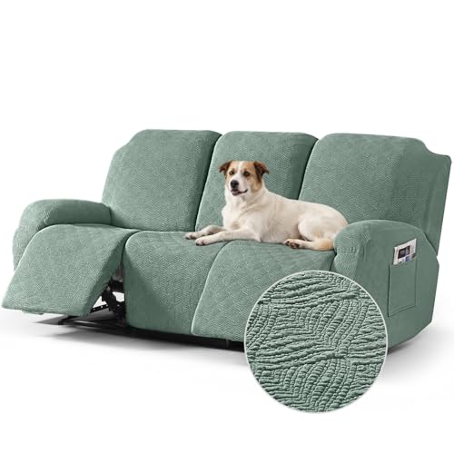 Image of Timeles Recliner Covers for 3 Seater Reclining Couch Covers Sofa Slipcover Furniture Protector for Dogs and Pets Stretch Soft Washable (Three-Seater, Winter Mint)