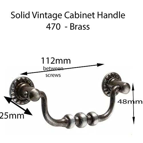 Universal Hardware Vintage Brass Drawer Handle Solid Cabinet Drop Swan Neck Handles Old Brass 470, Bronze - Image 2