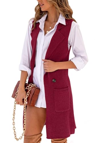 Image of IDEALSANXUN Womens Long Sweater Vest Fall Winter Sleeveless Knit Cardigan Outerwear