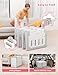 Baby Playpen, Dripex Baby Playard for Babies and Toddlers, 14-Panel Foldable Playpen Adjustable Portable Play Area, Indoor/Outdoor Kids Active Center with Game Panel & Safety Gate, Grey White