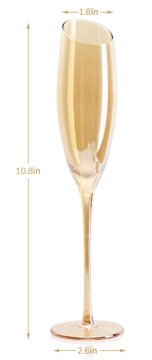 Luxrify Amber Champagne Flutes: Exquisite Design, Hand-Blown Craftsmanship, Ideal for Champagne Enthusiasts (AMBER, Pack of 2)
