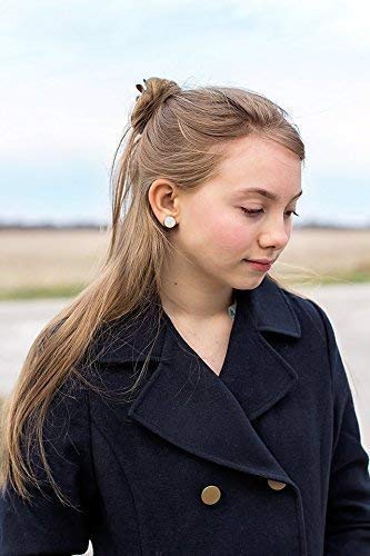Silver-tone Clear White Faux Druzy Stone Stud Earrings 12mm